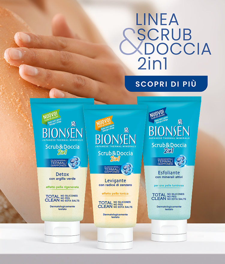 banner con linea scrub & doccia 2in1 Bionsen